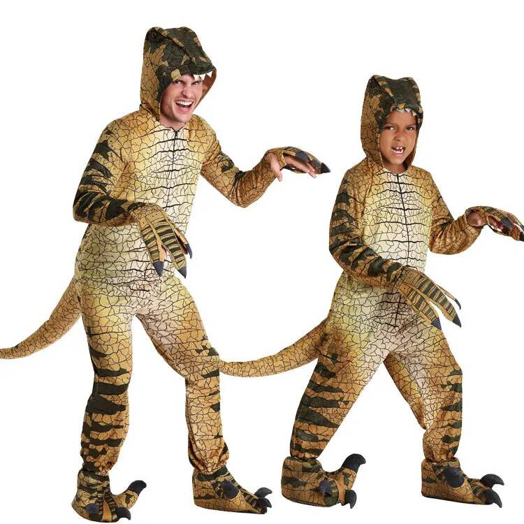 Party Games Kids And Adults - 恐竜ティラノサウルス子供用コスチューム大人男の子用ハロウィンコスプレ衣装恐竜ごっこ遊びパーティーロールプレイドレスアップ衣装