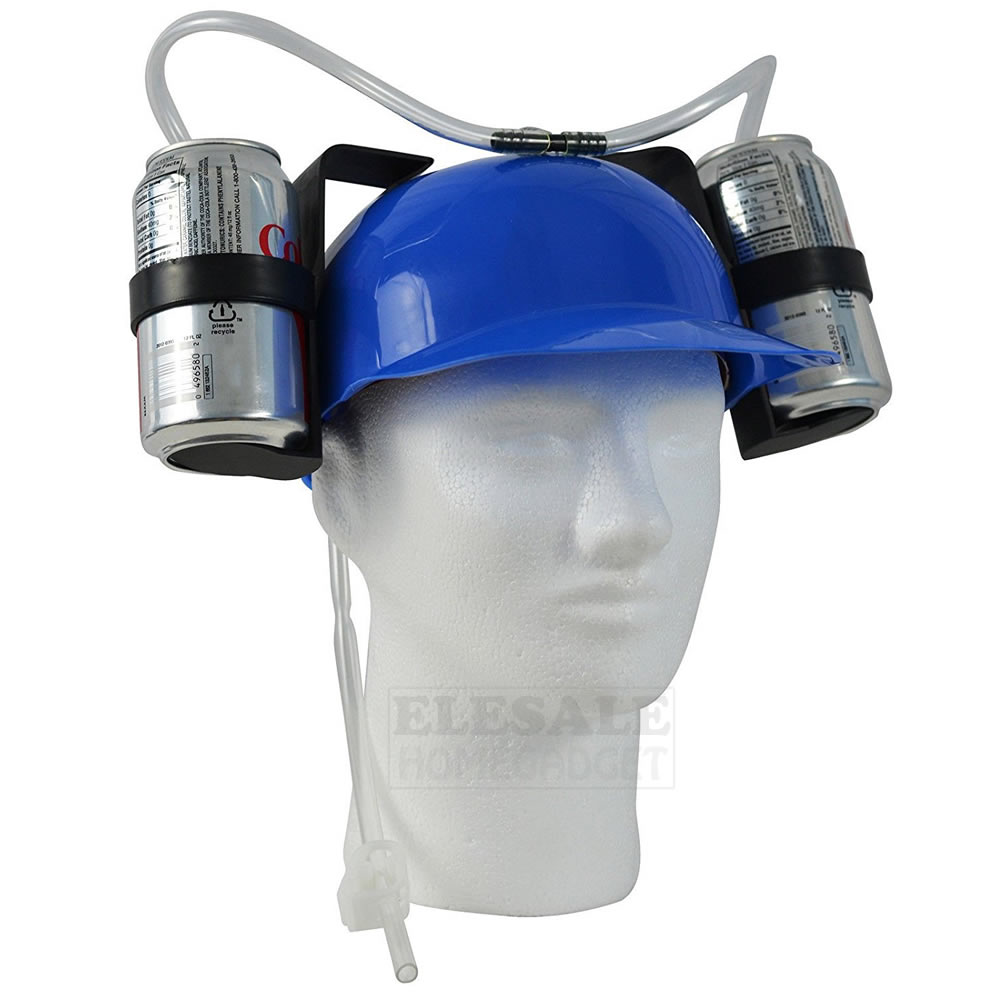 Party Games Adults Drinking - 創造的な怠惰な飲酒帽子ビールサダ缶デュアルホルダーヘルメットキャップ、ソフトストローバー付き楽しいユニークなパーティーサッカーゲームハット