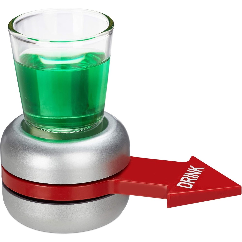 Party Games Adults Drinking - リラックスデイズ ドリンクゲーム、赤い矢とグラスでボトルを回す、楽しいパーティーギャグ、大人用ショットスピナー、パーティーゲームおもちゃ