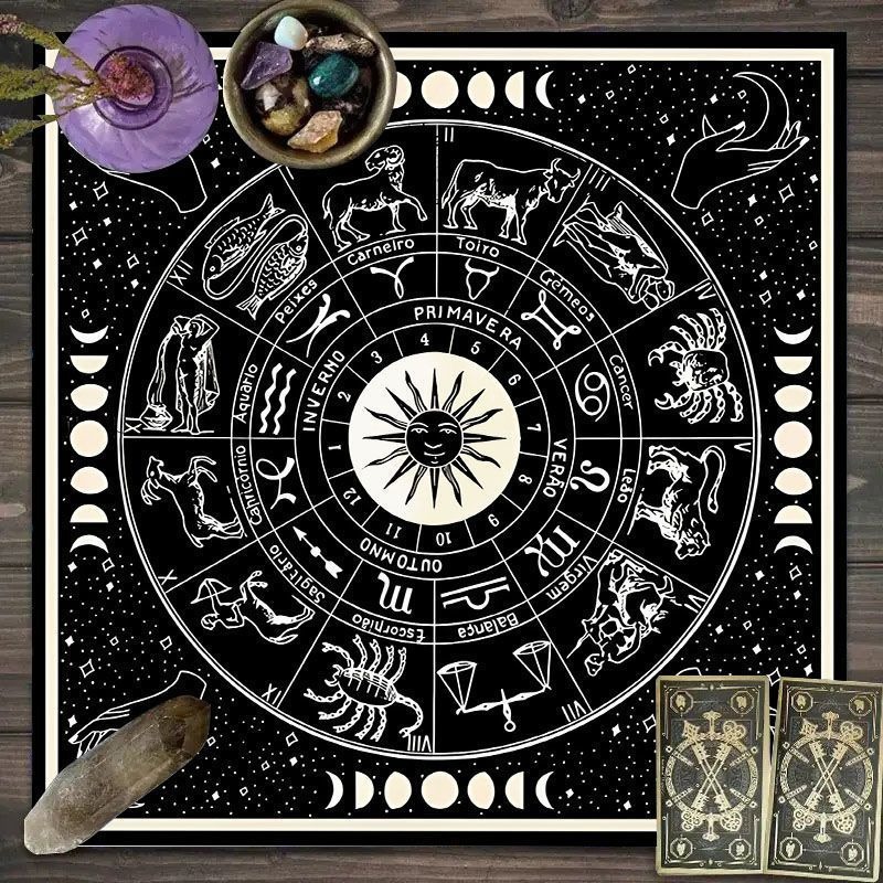 十二支模様タロットクロス - タロット占い用太陽祭壇布、神秘 - Zodiac Party Games のレビューと価格
