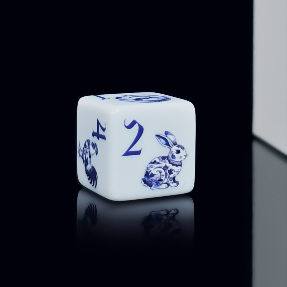 12 個 16 ミリメートル D6 プリントアクリル青白磁中 - Zodiac Party Games のレビューと価格