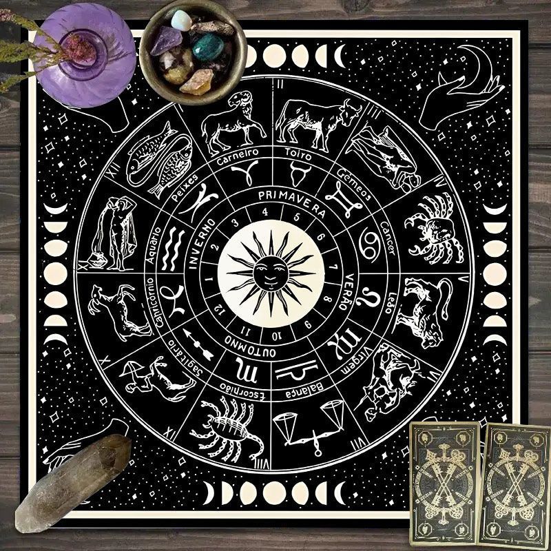 干支模様のタロットクロス - タロット占い用の太陽祭壇クロス - Zodiac Party Games のレビューと価格