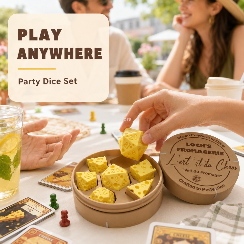 チーズ型ダイスボックスオーナメント不規則なD4 D20セット - Party Games Kids And Adults のレビューと価格