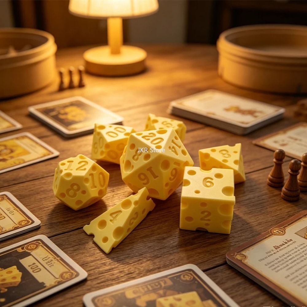チーズ型ダイスボックスオーナメント不規則なD4 D20セット - Party Games Kids And Adults のレビューと価格