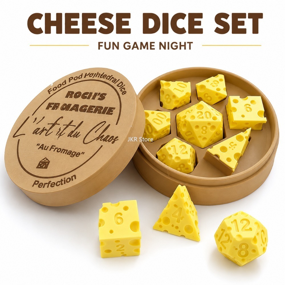チーズ型ダイスボックスオーナメント不規則なD4 D20セット - Party Games Kids And Adults のレビューと価格