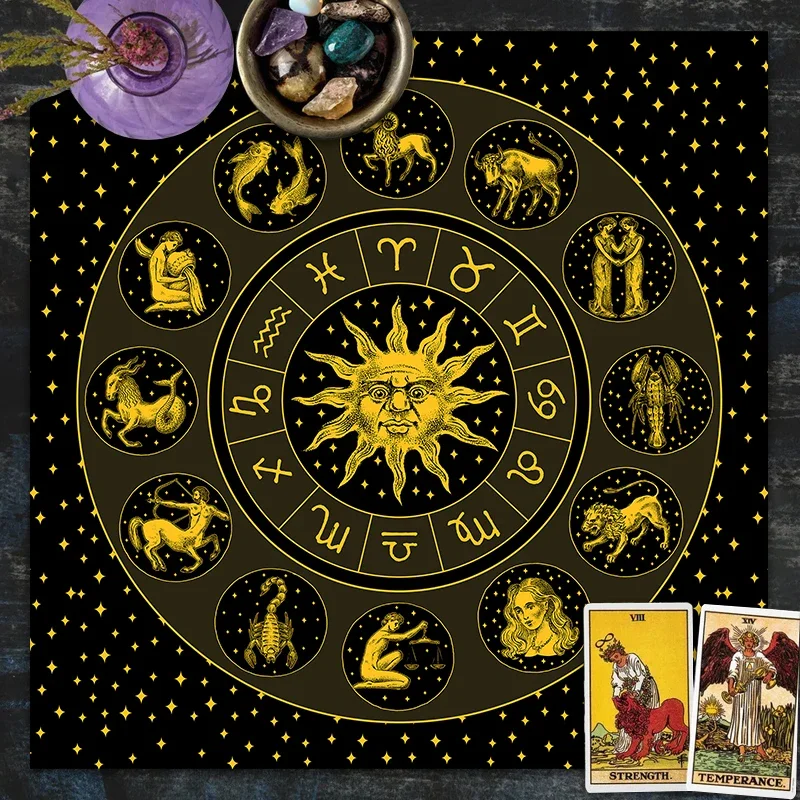 タロットクロス ゴールドサンゾディアック ベルベットクロス  - Zodiac Party Games のレビューと価格