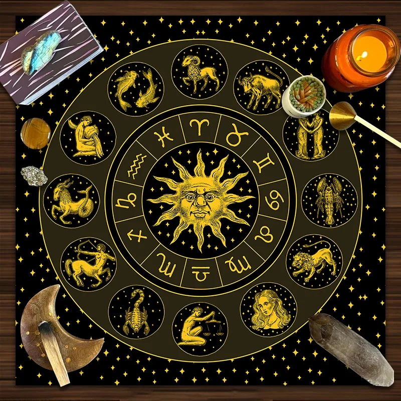 タロットクロス ゴールドサンゾディアック ベルベットクロス  - Zodiac Party Games のレビューと価格