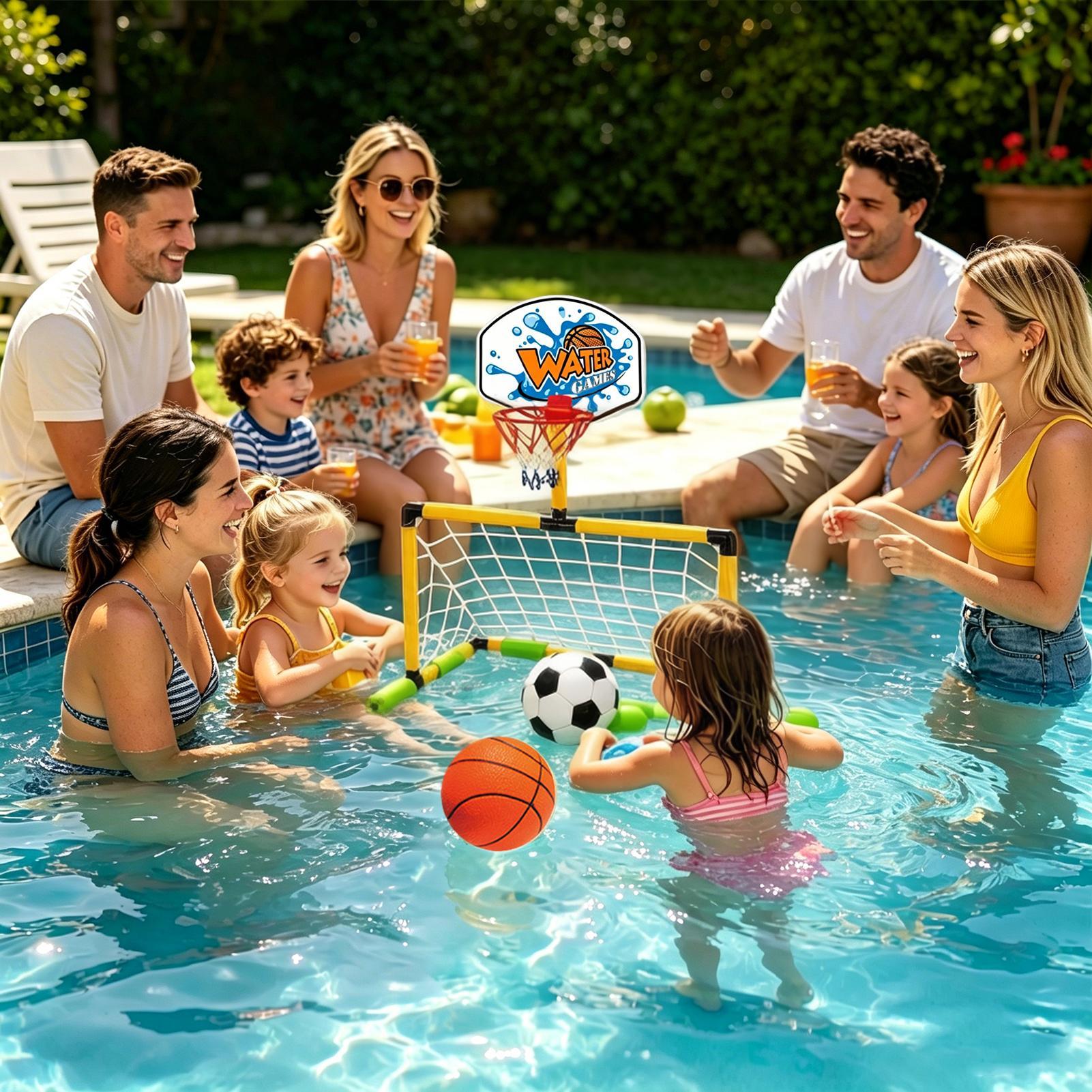 プールバスケットボールフープ 2-in-1 サッカーゴールバ - Party Games Kids And Adults のレビューと価格