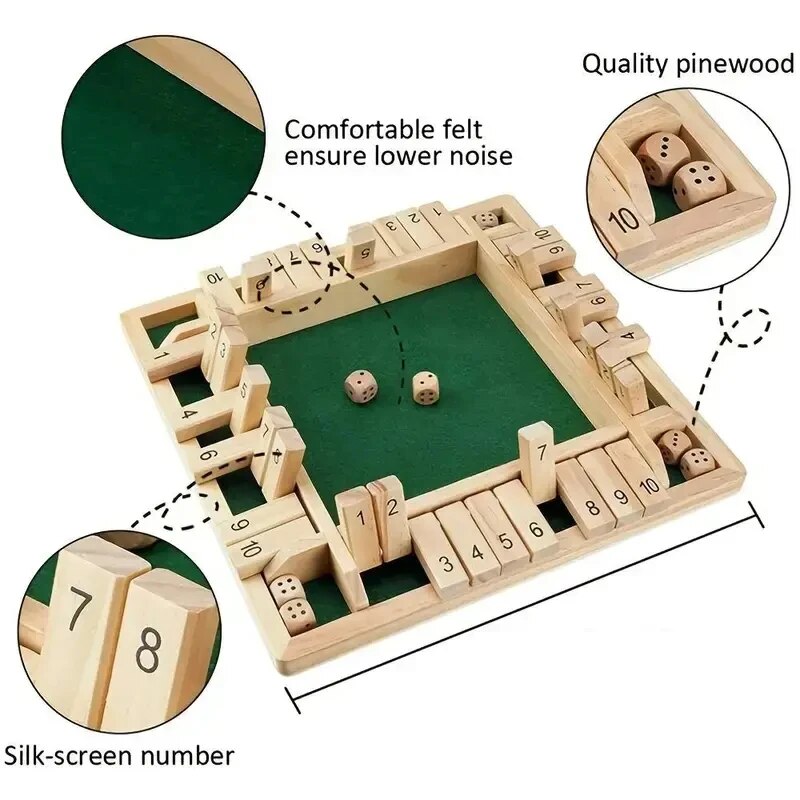 デラックス 4 面 10 数字 シャット ザ ボックス ボー - Party Games Adults Drinking のレビューと価格